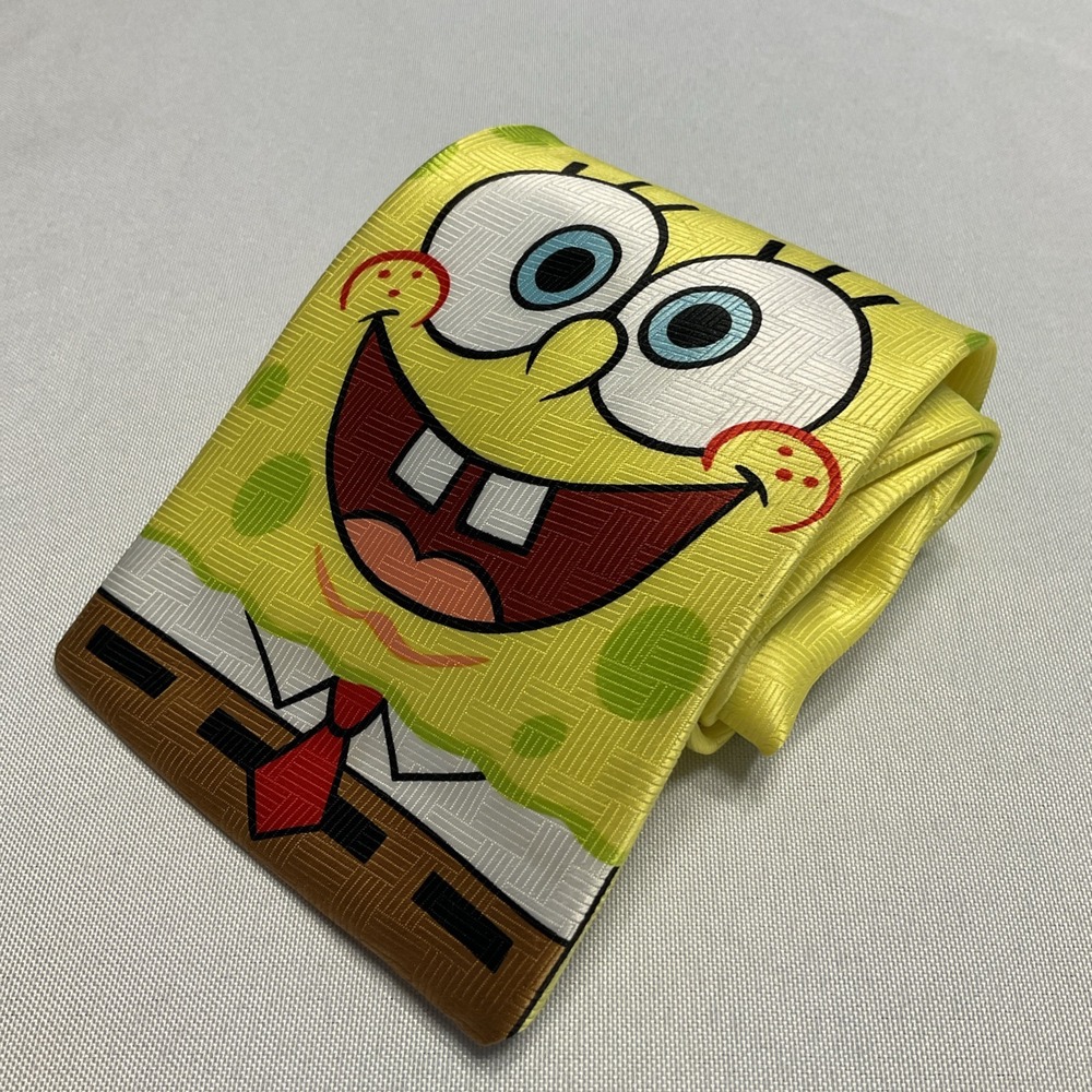 Nickelodeon SpongeBob Neck Tie Vintage 2002 Cartoon Funny Viacom Yellow‎